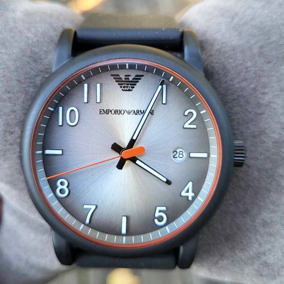 New EMPORIO ARMANI AR11176 Date Black Silicone Men Quartz Watch No Box A… - Picture 2 of 9